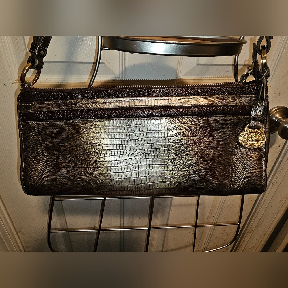🔥*RARE* Brahmin Marcy Pewter Lizard print handbag/crossbody